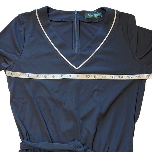 Ralph Lauren Navy Blue “Camden” Jumpsuit, V-Neck, White Trim, Size Medium, NWT - Picture 5 of 6